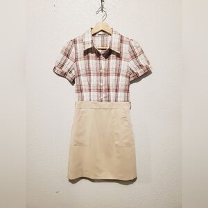 💚5/$25 Romantic & Luxury CHIC Line Plaid Combo Dress Size Small